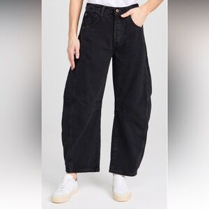 Free People We The Free Good Luck Mid-Rise Barrel Jeans in Soundwave size 31